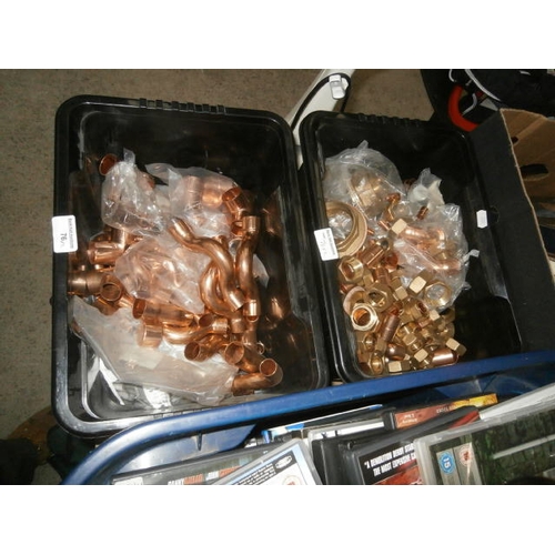 76 - 2 boxes of copper and brass plumbing fittings