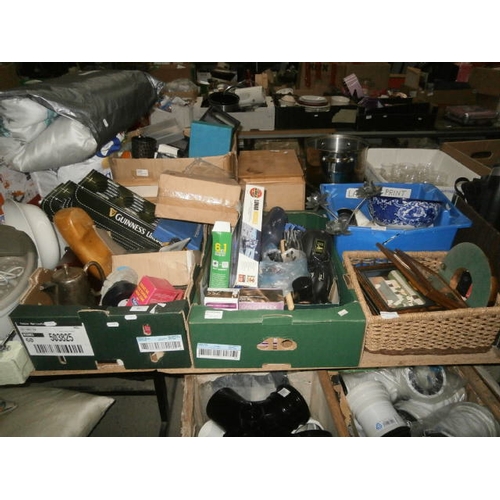 84 - 4 boxes inc toys, prints, bone china, cutlery, etc