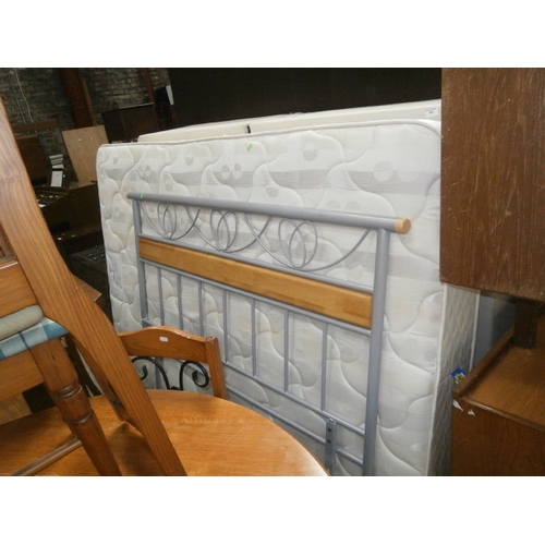 530 - Double divan base with mattress and metal headboard