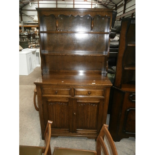 536 - Solid oak linenfold carved dresser