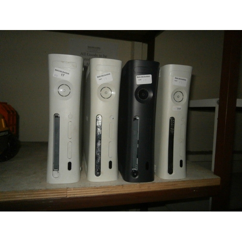 17 - 4 xbox 360s (no power leads)