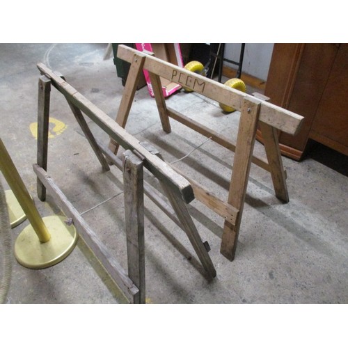 27 - Pair wooden trestles