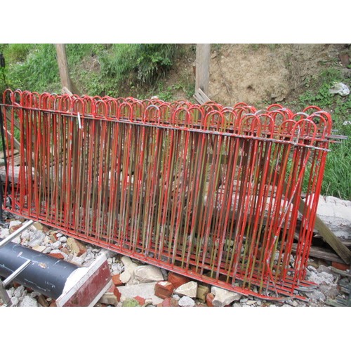 99 - Red school type railings. 44.5 inches tall x 75 ft long