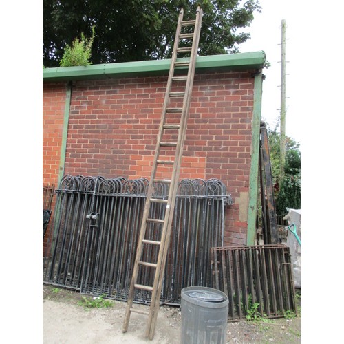 113 - 14ft wooden extending ladders