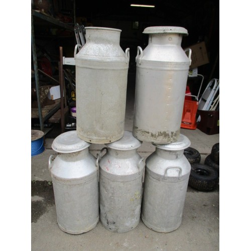 122 - 5 Milk churns, 1 as found