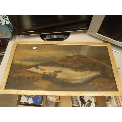 161 - Oil on board fish painting by John Bucknell Russell (British, born circa 1819-1893 size 45 inch x 26... 