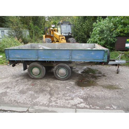 29 - Galvanised metal twin axle trailer with ramps. All lights working, needs repair to floor - boards in... 