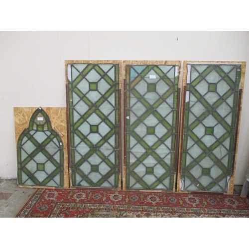 1035 - 4 stained glass panels as found Large panels 21 x 54 inches