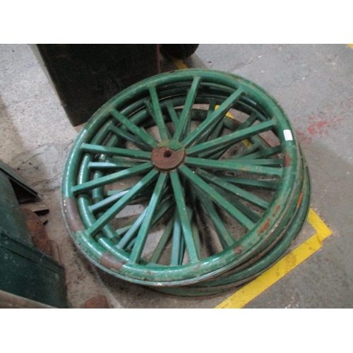 1160 - 4 metal rimmed cart wheels, 32 inch diameter