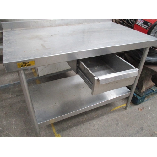 1093 - Stainless steel table with drawer, 47 x 27 x 35 inch. Ideal for outdoor BBQ area!