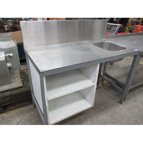 1095 - Stainless steel table with sink, 50x 25x 35 inch. Ideal for outdoor BBQ area