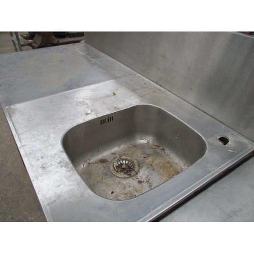 1095 - Stainless steel table with sink, 50x 25x 35 inch. Ideal for outdoor BBQ area