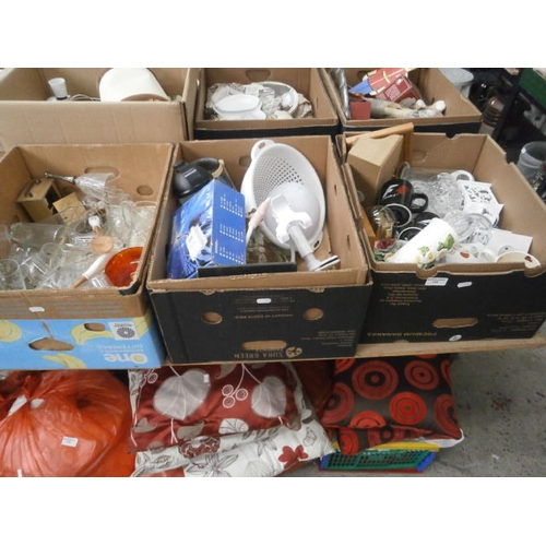 155 - Three boxes inc glassware, dome clock, AV receiver, letter rack, etc