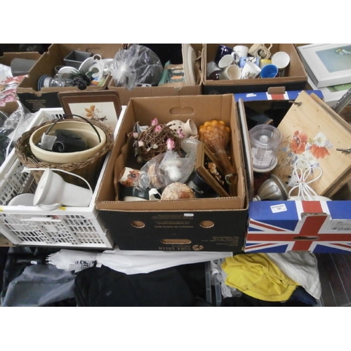 157 - Three boxes inc blender, candlesticks, decanter, lamps, etc