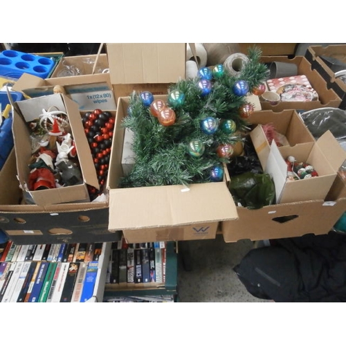 159 - Three boxes inc Christmas deco and Trees
