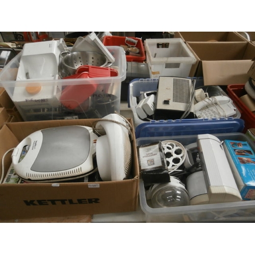 177 - Four boxes inc kitchen gadgets, cutlery, massager, etc