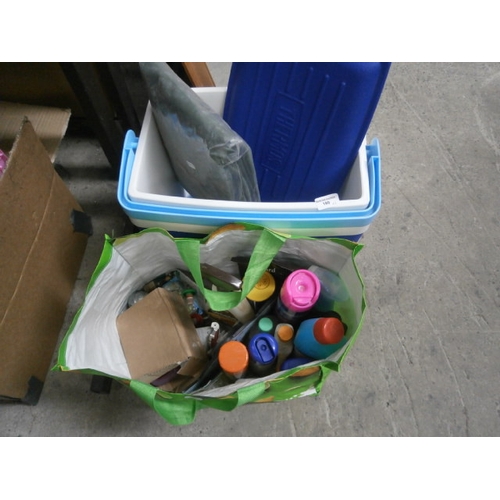 180 - Lot inc cooler box, household chemicals, etc