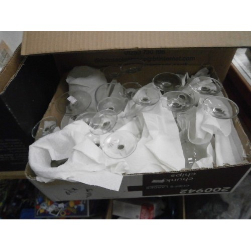 138 - Four boxes inc crockery, glassware, lamps, ornaments, etc