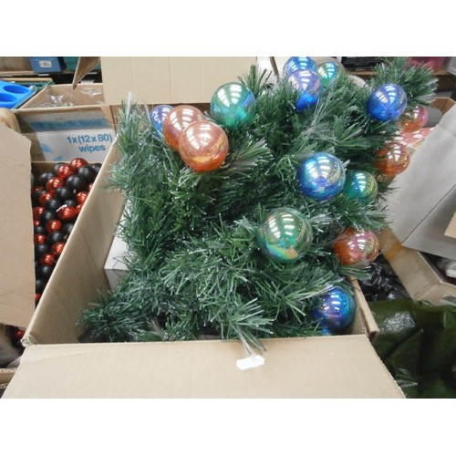 159 - Three boxes inc Christmas deco and Trees