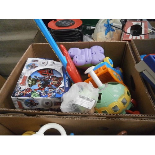 171 - Three boxes and bag containing toys