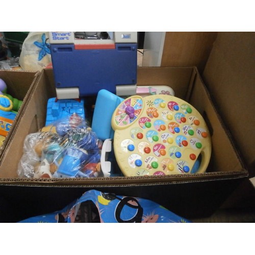171 - Three boxes and bag containing toys