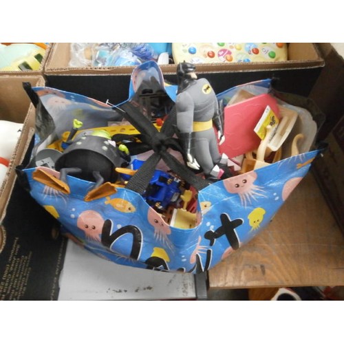 171 - Three boxes and bag containing toys