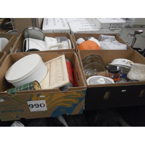 173 - Four boxes inc toaster, glassware, flasks, slow cooker, etc