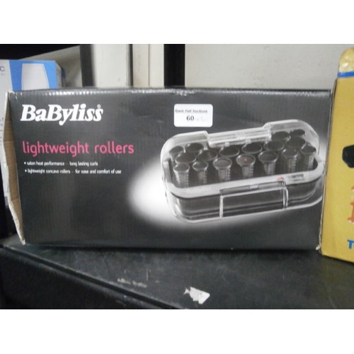 60 - Lot inc Babyliss lightweight rollers and Body shaper