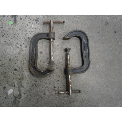 61 - Six heavy metal G clamps