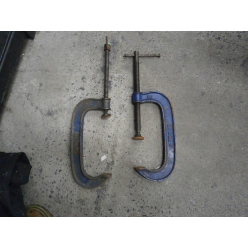 61 - Six heavy metal G clamps