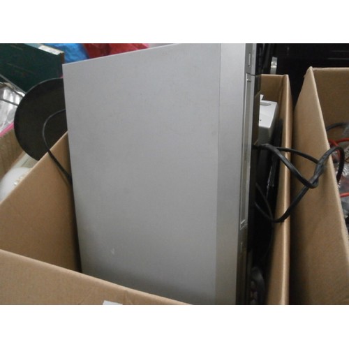 110 - Four boxes inc crockery, ceiling light/fan, Sony DVD/Video recorder, light bulbs, etc