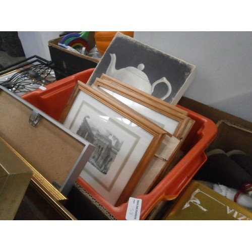 158 - Two boxes of framed artwork