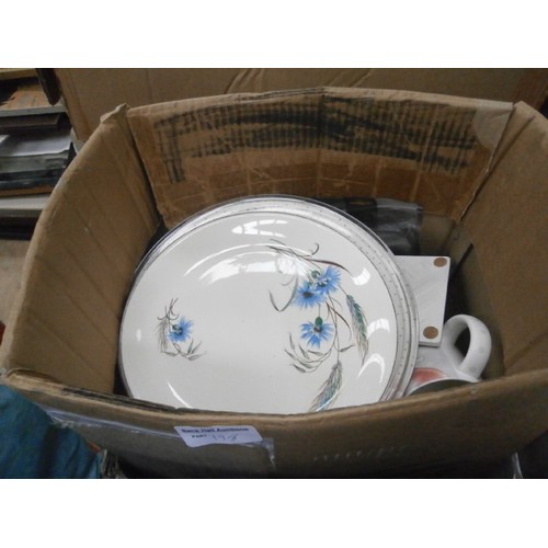 198 - Lot inc decorative plates, cooler box, teapots, vases, etc