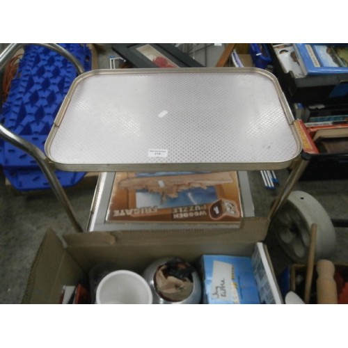 218 - Lot inc serving trolley, cutlery, crockery, etc