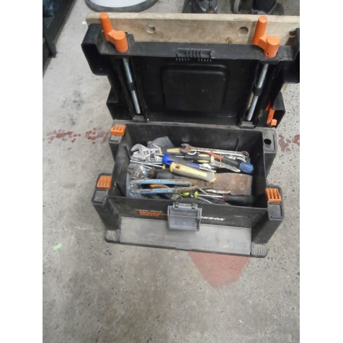 53 - Black & Decker workmate workbox containing tools.