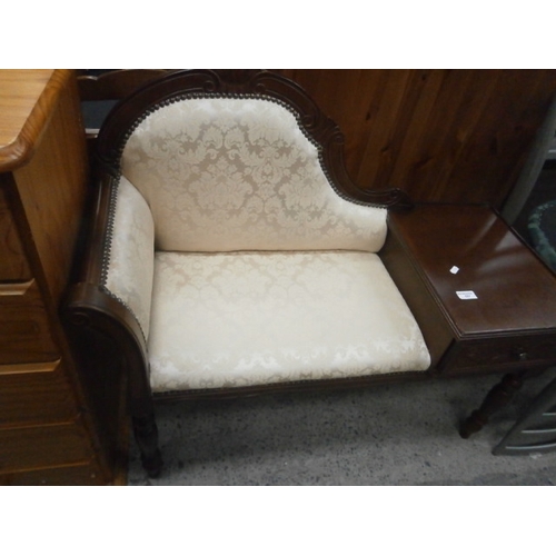 657 - Upholstered hall seat with drawer