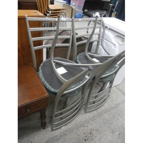 658 - Set of 4 x metal framed chairs with cushioned seats