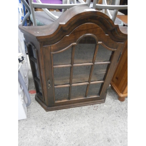 659 - Small glazed wooden wall cabinet