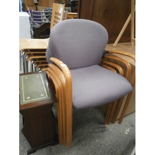 675 - Set of 4 x upholstered stacking chairs