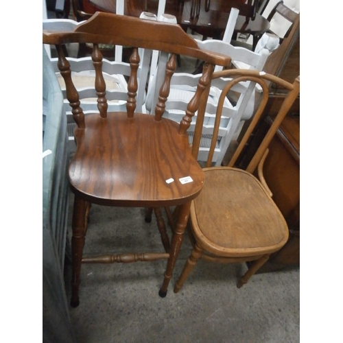 683 - Spindle back bar stool and a Bentwood chair