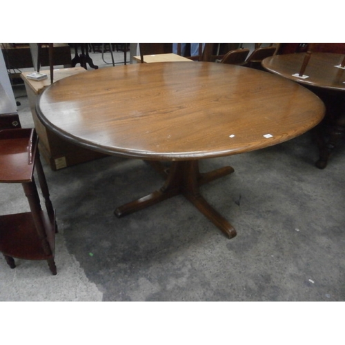 712 - Large ERCOL elm top pedestal dining table