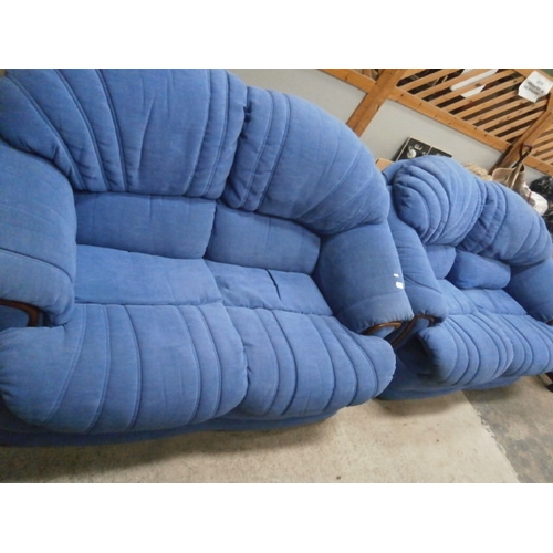 729 - Pair of upholstered blue 2 seater settees