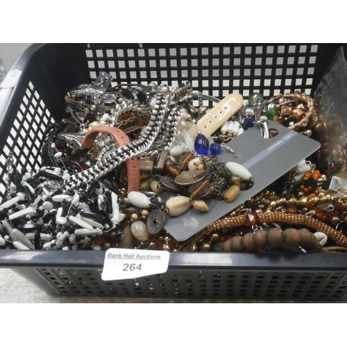 264 - Tub of fashion jewellery pieces and watches