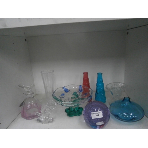 302 - Collection of decorative coloured glassware