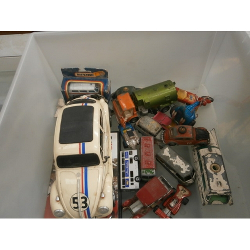 361 - Box of old die cast vehicles inc Dinky, Corgi, Matchbox