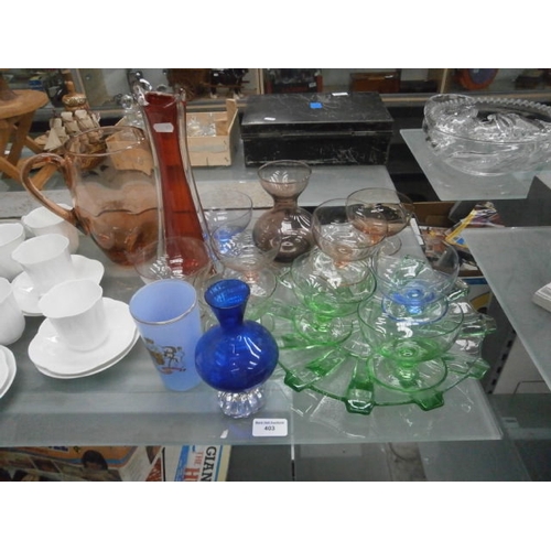 403 - Collection of coloured glass items