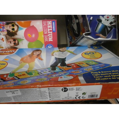 78 - Four boxed items inc Helium balloon tank, Magic hat, Bruin foot keyboard, etc