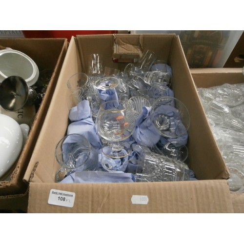 108 - Two boxes of glassware