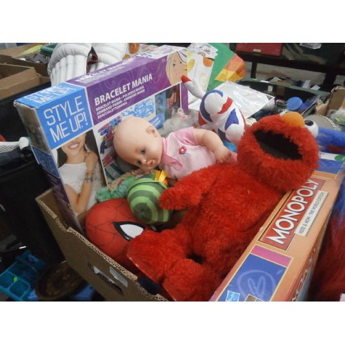 111 - Two boxes inc soft toys, games, toys, etc