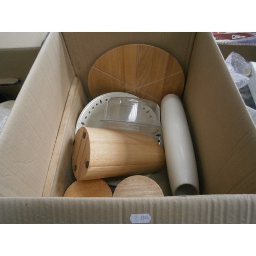 139 - Four boxes inc vases, artwork, bread bin, knife block, etc